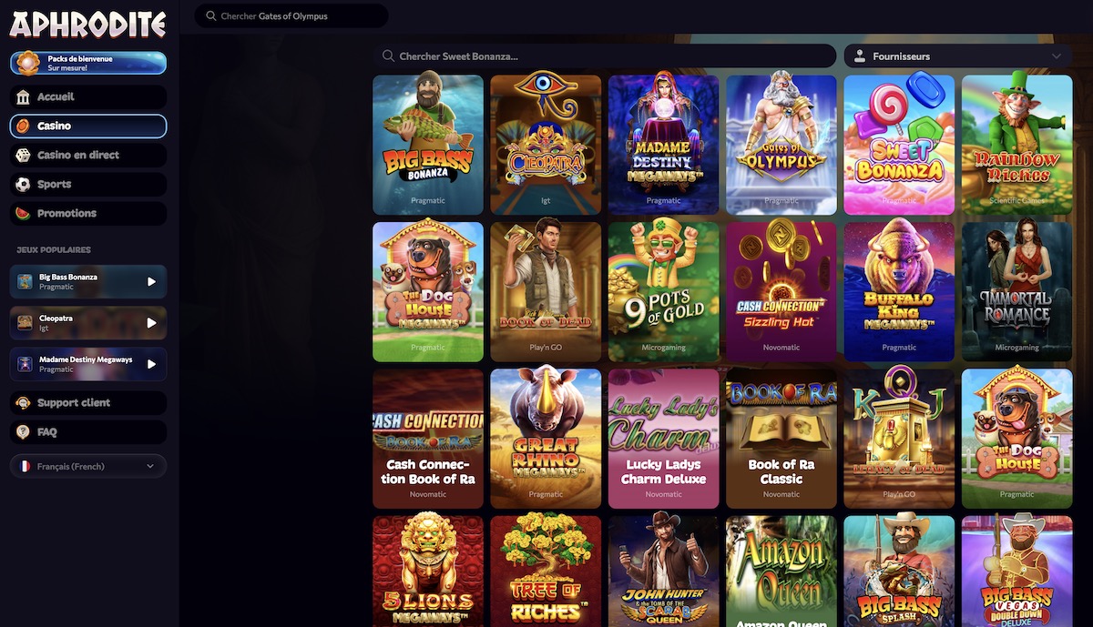 aphrodite casino machines a sous