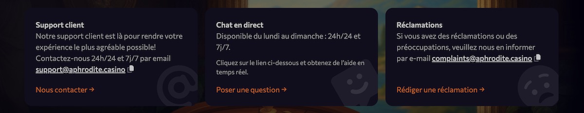 aphrodite casino support